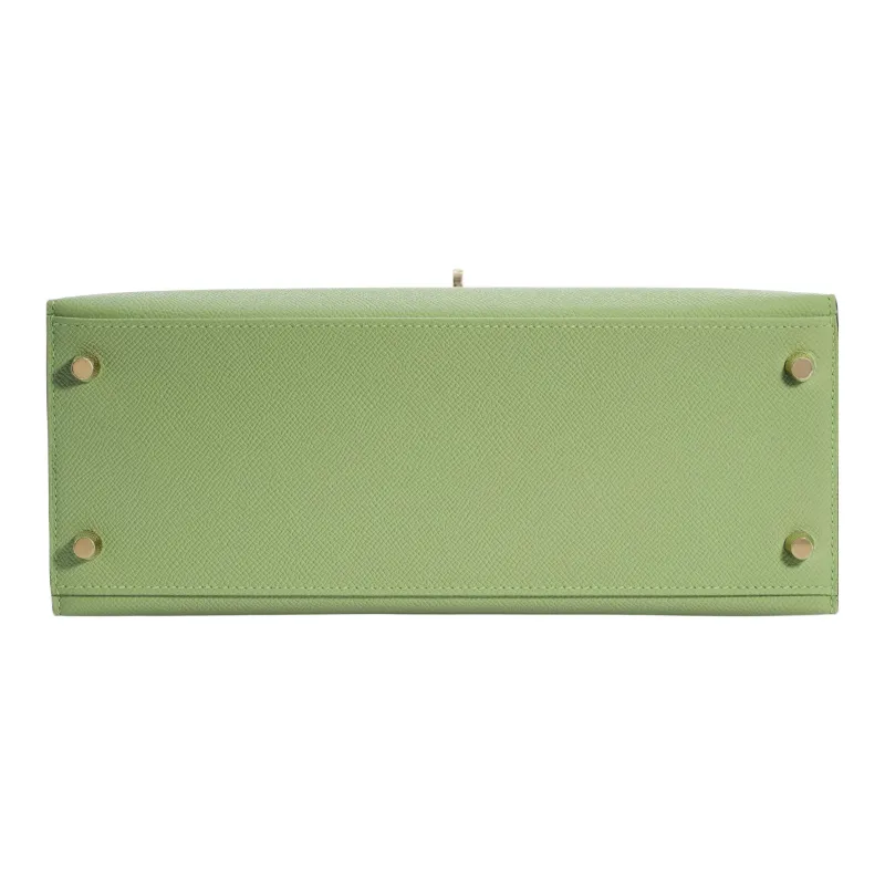 HERMES Kelly Epsom Leather Kelly Bag Shoulder Bag Crossbody Bag Handbag Regular Women's 3I Vert Criquet Avocado Green-3