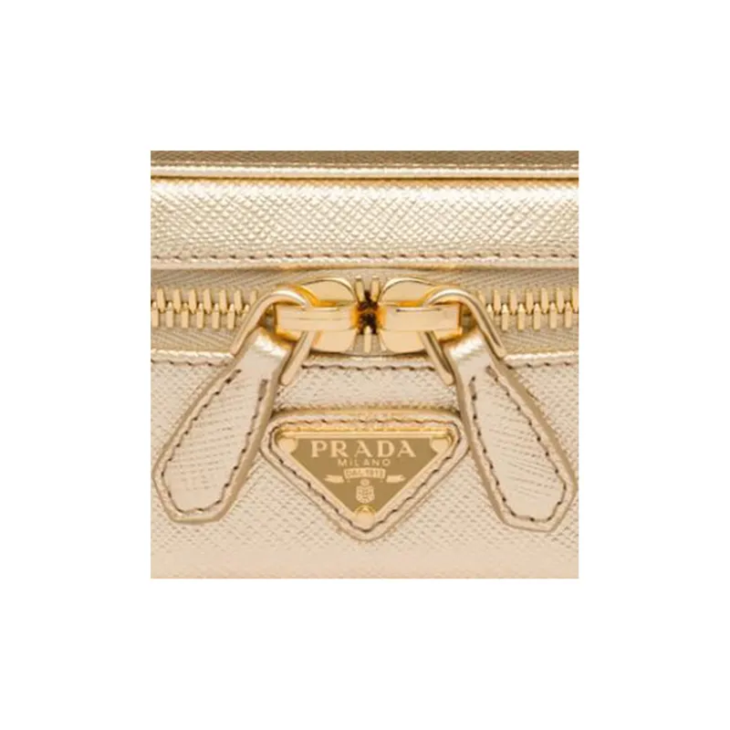 PRADA Leather Makeup Bag Women's Platinum-4