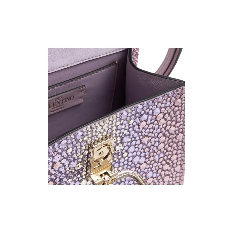 Valentino VSLING Rhinestone Shoulder Bag Crossbody Bag Handbag Mini Women's Purple-2