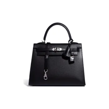 HERMES Kelly Epsom Leather Kelly Bag Handbag Women's Black