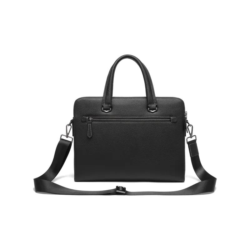 NOMK Top Grain Cow Leather Document Bag Shoulder Bag Crossbody Bag Briefcase Regular Unisex Black/Khaki/Blue-10