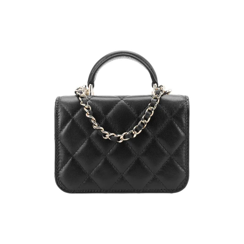 CHANEL Sheepskin Chain Bag, Flap Bag, Coin Purse, Handbag, Shoulder Bag, Crossbody Bag Mini Women's Black-3
