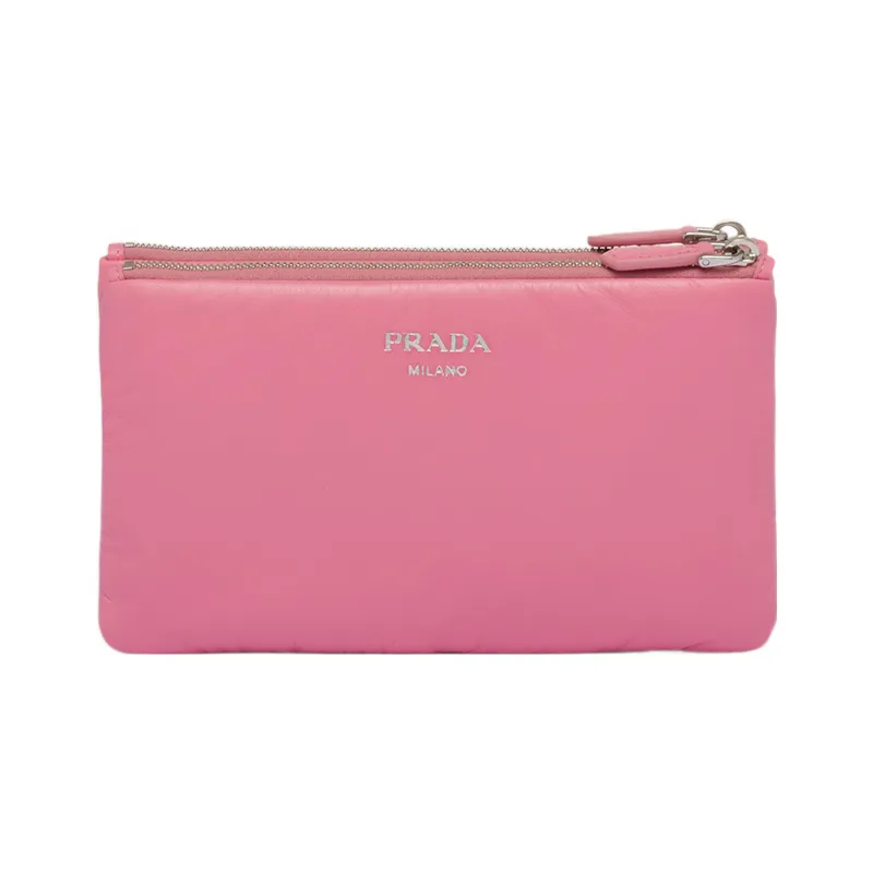 PRADA Soft Sheep Leather Clutch Regular Women's Pink-1