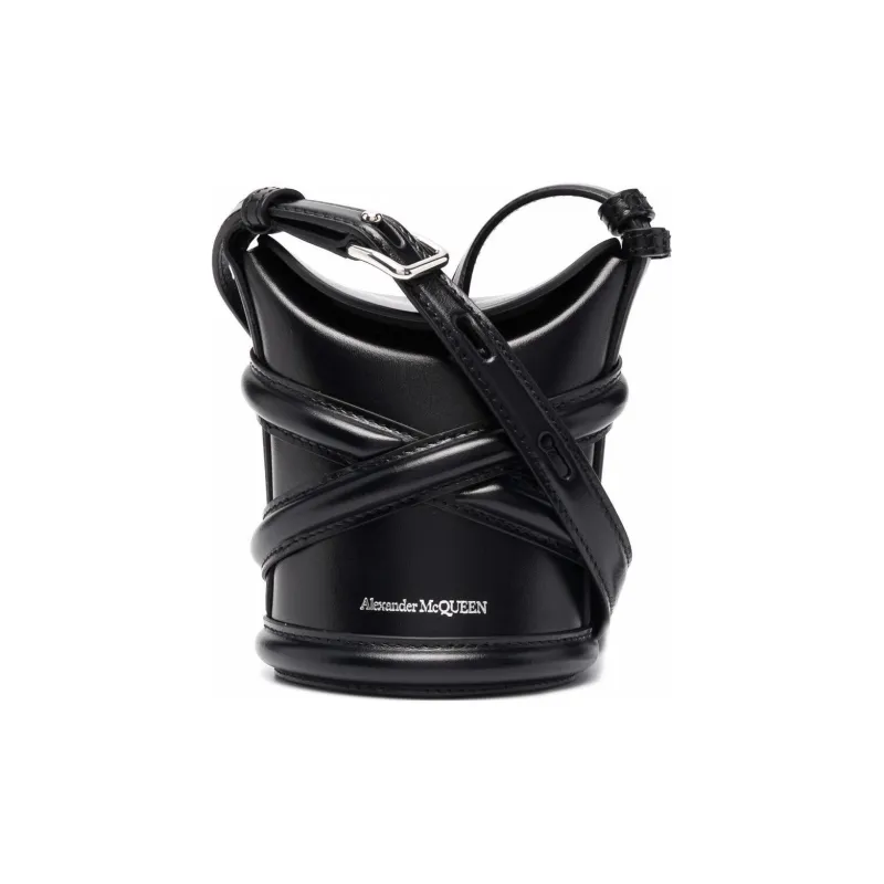 Alexander McQueen The Curve Logo Embossed Mini Bucket Bag-1
