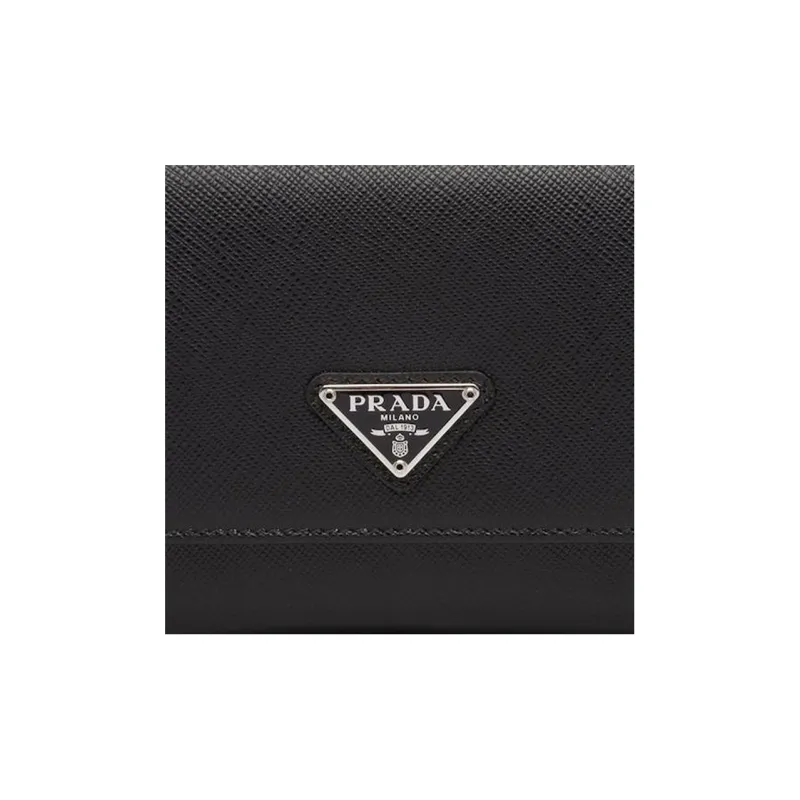 PRADA Saffiano Saffiano Leather Card Storage Bag Unisex Black-3