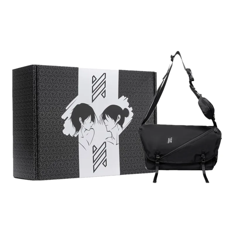 NOMK Oxford Shoulder Bag, Crossbody Bag Large Size Unisex Black-6