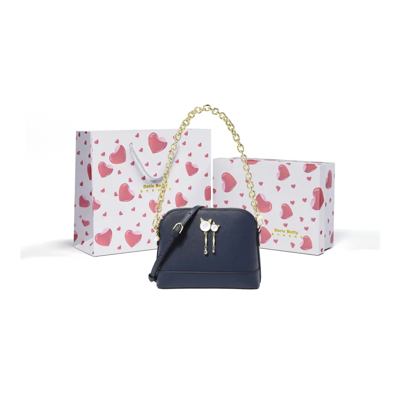 DORIS BETTY PU Dome Bag Shoulder Bag Crossbody Bag Small Size Women's Dark Blue-0