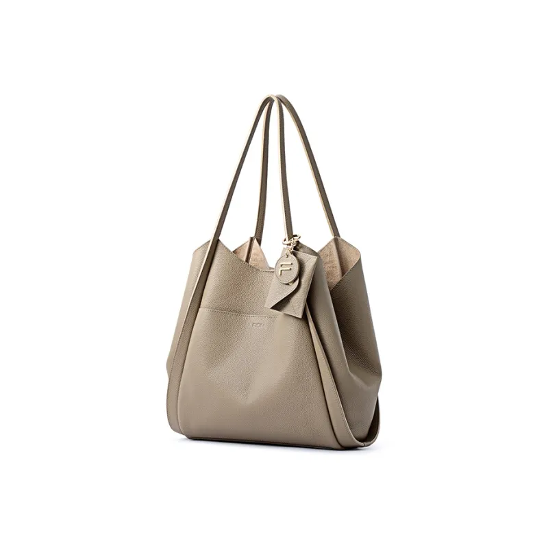 FION Genuine Leather Small Basket Tote Bucket Bag Shoulder Bag Women's Multicolor-3