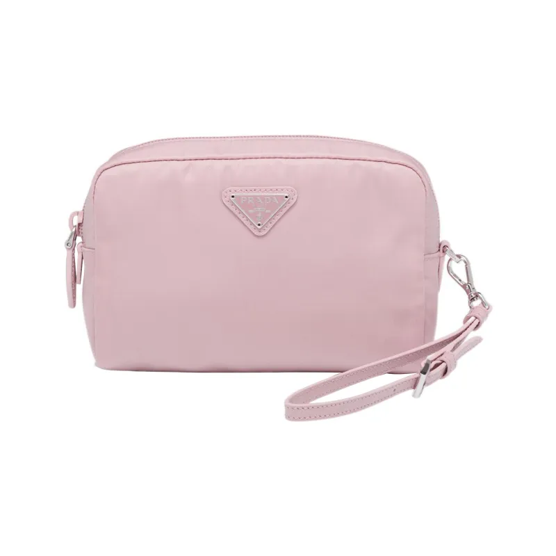 PRADA Recyclable Nylon Blend Fabric Clutch Women's Snow Pink-0
