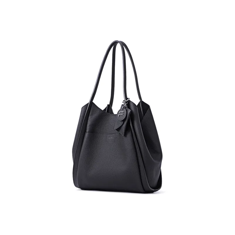 FION Genuine Leather Small Basket Tote Bucket Bag Shoulder Bag Women's Multicolor-8