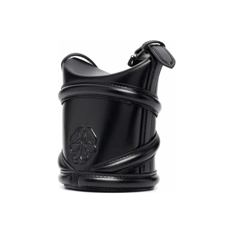 Alexander McQueen The Curve Logo Embossed Mini Bucket Bag-2