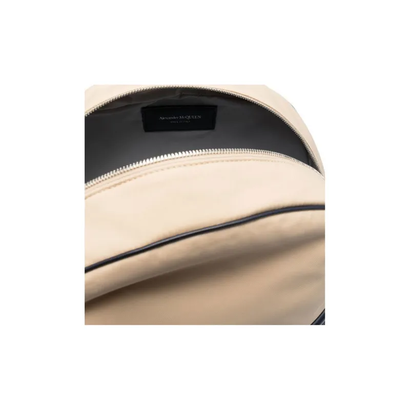 Alexander McQueen Calfskin Patchwork Fabric Backpack Men's White/Blue-4