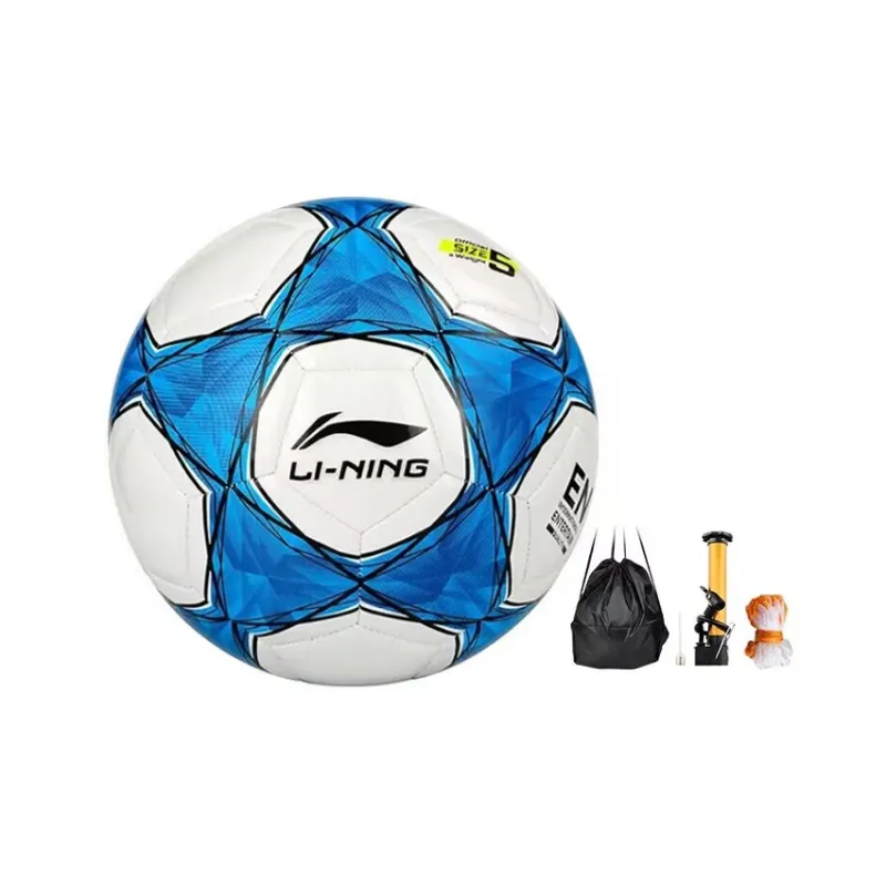 LiNing Size 5 Soccer TPU Machine Stitched Soccer Ball Unisex White, Blue-5