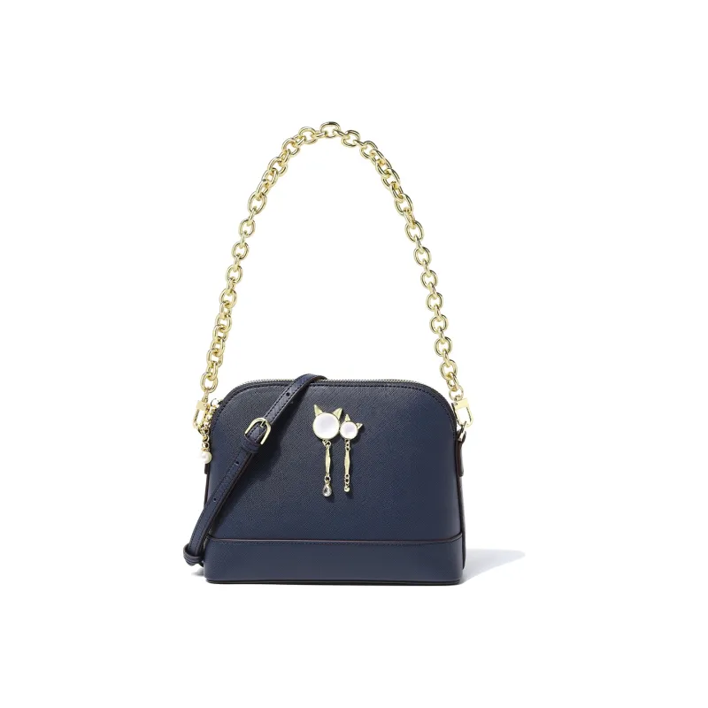 DORIS BETTY PU Dome Bag Shoulder Bag Crossbody Bag Small Size Women's Dark Blue-4
