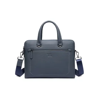 NOMK Top Grain Cow Leather Document Bag Shoulder Bag Crossbody Bag Briefcase Regular Unisex Black/Khaki/Blue