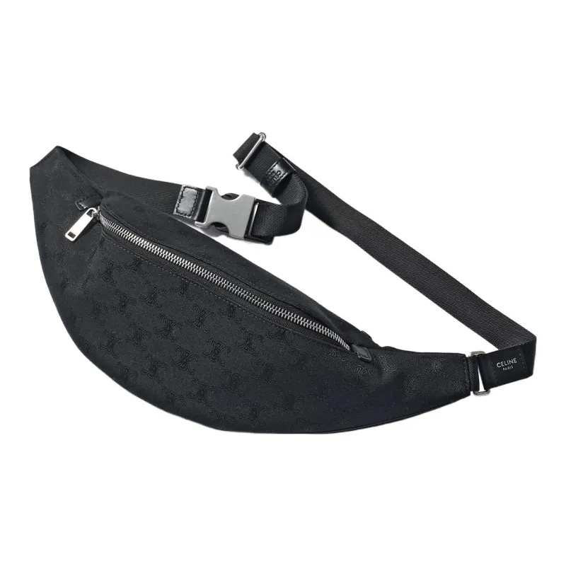 CELINE Belt Jacquard And Cow Leather Messenger Bag Fanny Pack Regular Men's Black-3