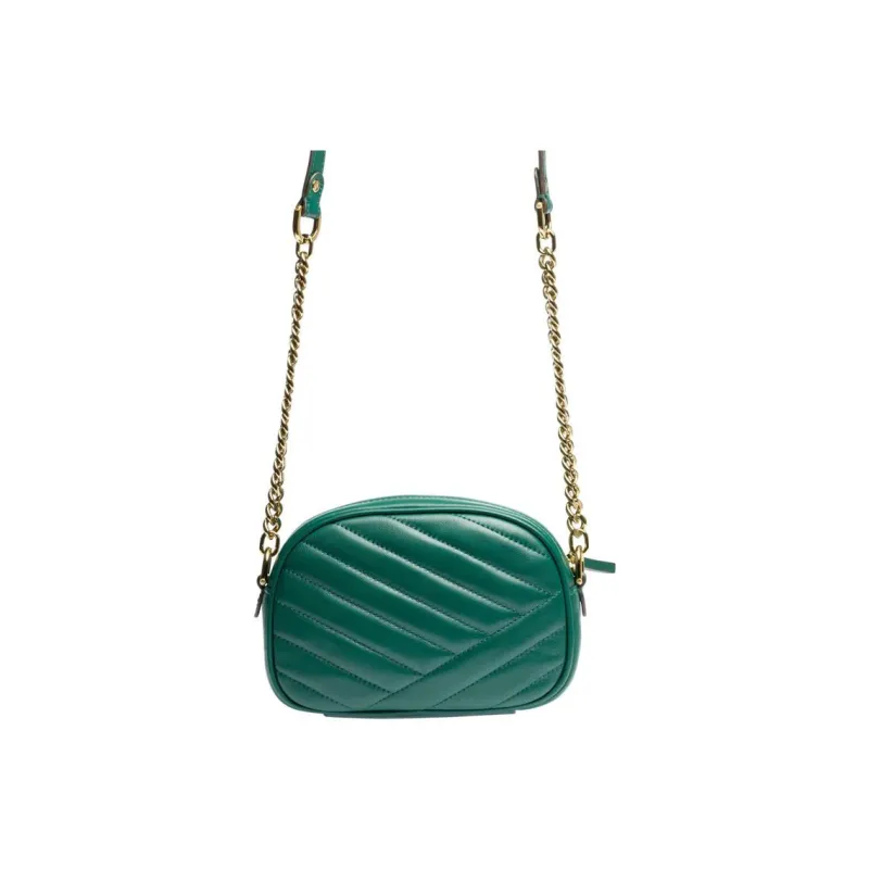 TORY BURCH Kira Plaid Quilting Lambskin Crossbody Camera Bag, Shoulder Bag Women's Peacock Green-2