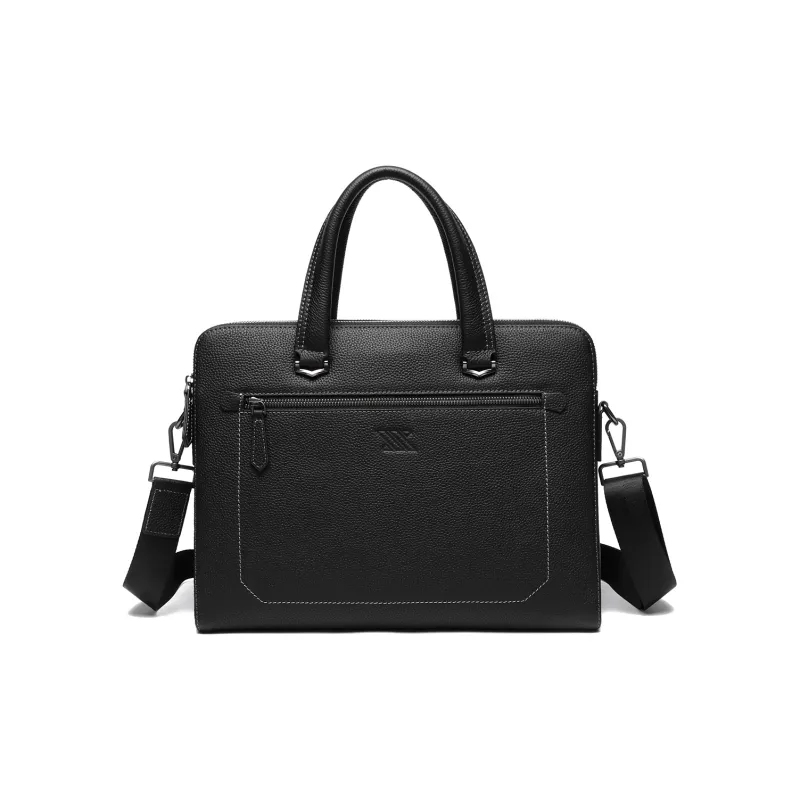 NOMK Top Grain Cow Leather Document Bag Shoulder Bag Crossbody Bag Briefcase Regular Unisex Black/Khaki/Blue-7