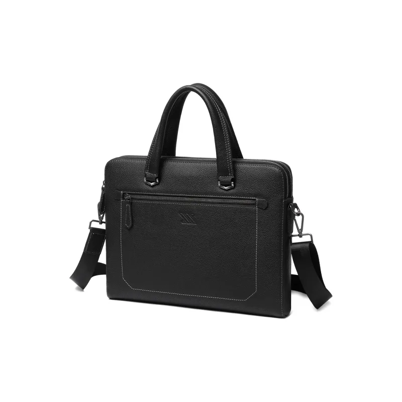 NOMK Top Grain Cow Leather Document Bag Shoulder Bag Crossbody Bag Briefcase Regular Unisex Black/Khaki/Blue-8