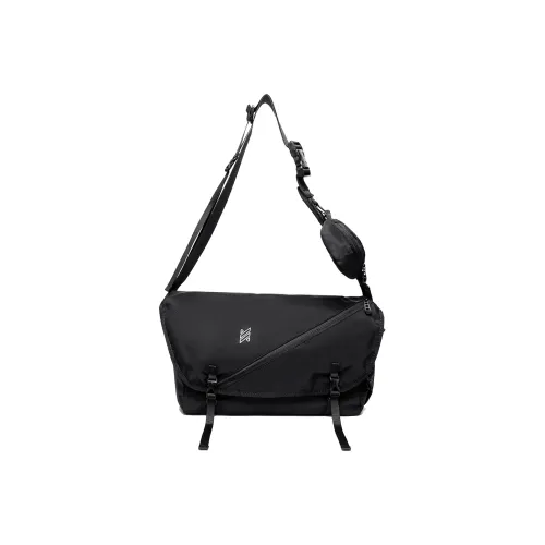 NOMK Oxford Shoulder Bag, Crossbody Bag Large Size Unisex Black