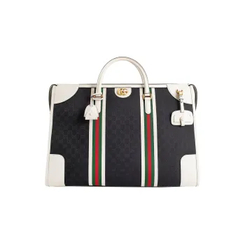 GUCCI Cotton Travel Bag Luggage Bag Shoulder Bag Crossbody Bag Handbag Extra Large Men's Black/White