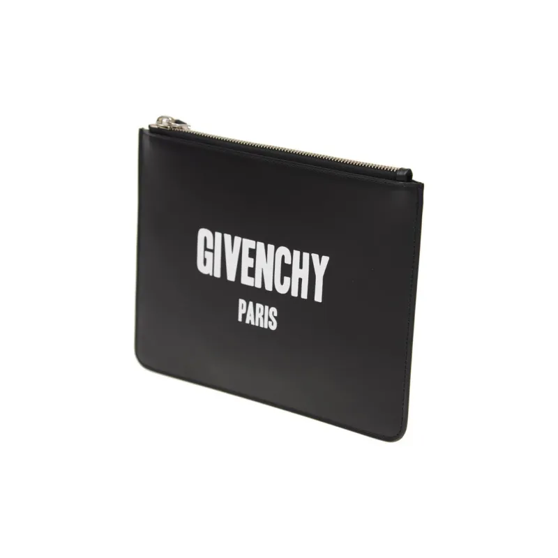Givenchy Cow Leather Zip Coin Purse, Clutch Trumpets Men's Black-1