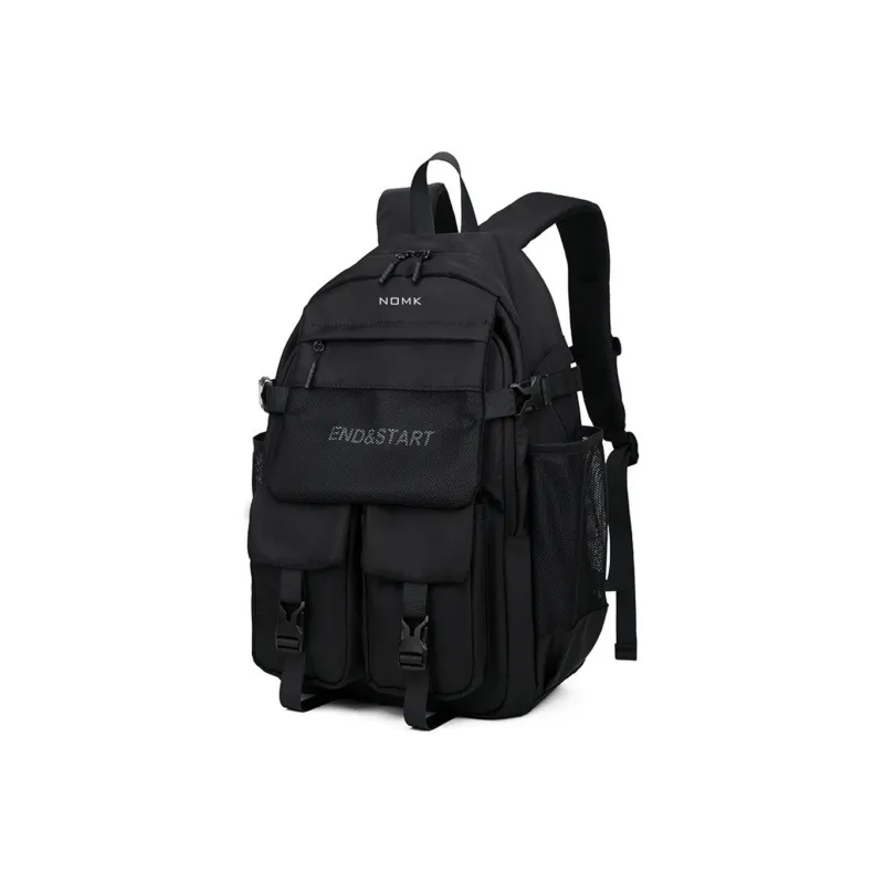 NOMK PU Leather Laptop Backpack Regular Unisex White/Black-1