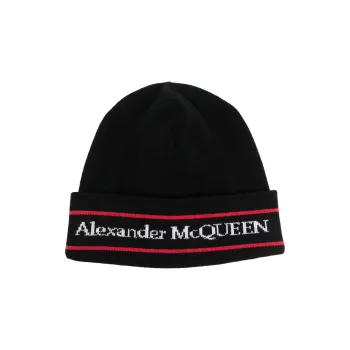 Alexander McQueen Logo Intarsia Turn-Up Brim Beanie