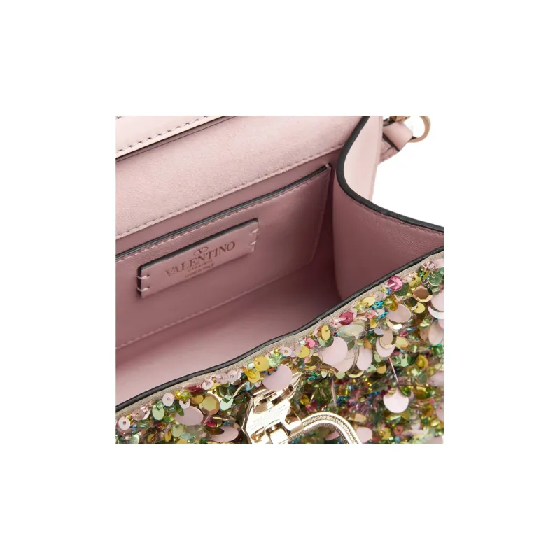 Valentino VSLING Rhinestone Shoulder Bag Crossbody Bag Handbag Mini Women's Multicolor-2