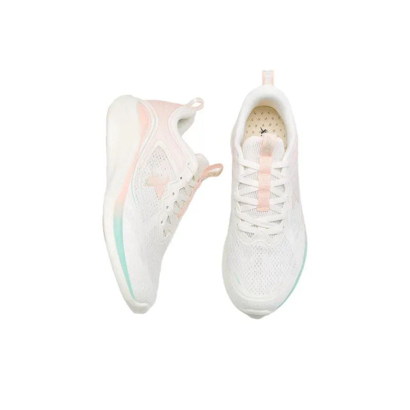 XTEP Lighten 7.0 Slip Resistant, Abrasion Resistant, Breathable Low Top Running Shoes Women's White Cyan Pink-2