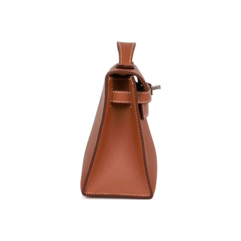 HERMES Mini Kelly Generation 1 Lambskin Kelly Shoulder Bag, Crossbody Bag, Handbag Women's 37 Gold Brown-3