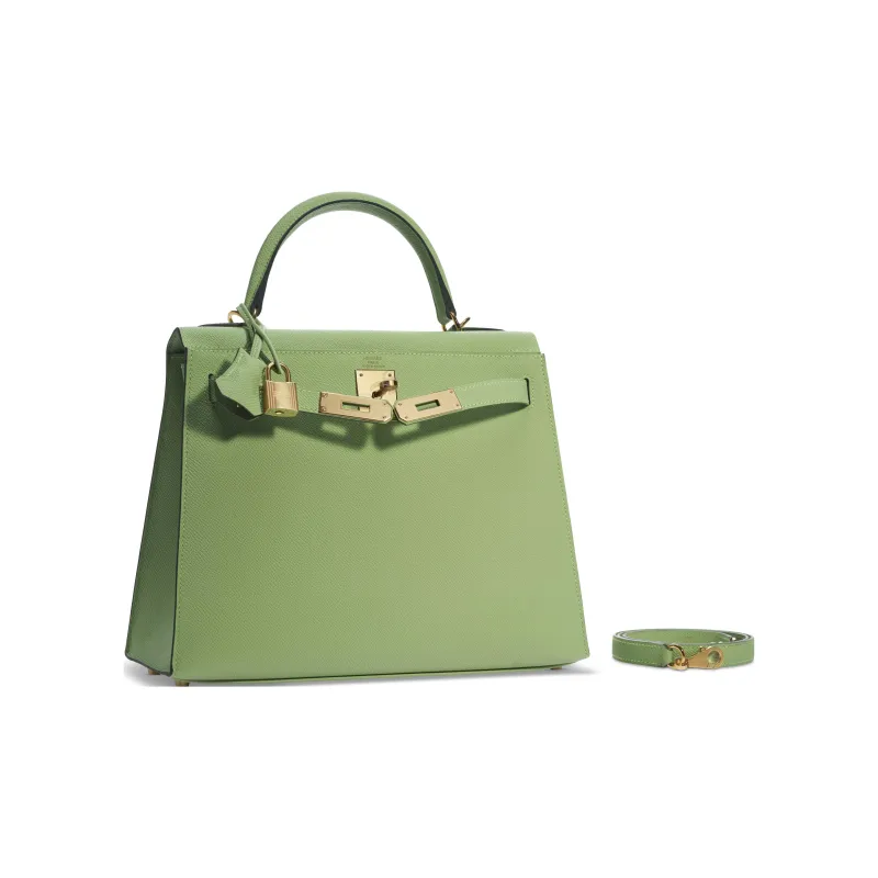 HERMES Kelly Epsom Leather Kelly Bag Shoulder Bag Crossbody Bag Handbag Regular Women's 3I Vert Criquet Avocado Green-1