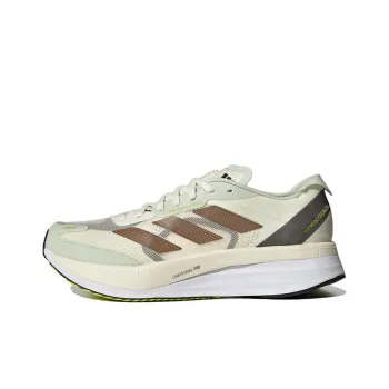 Adidas Adizero Boston 11 Low Top Running Shoes Unisex Beige Cyan