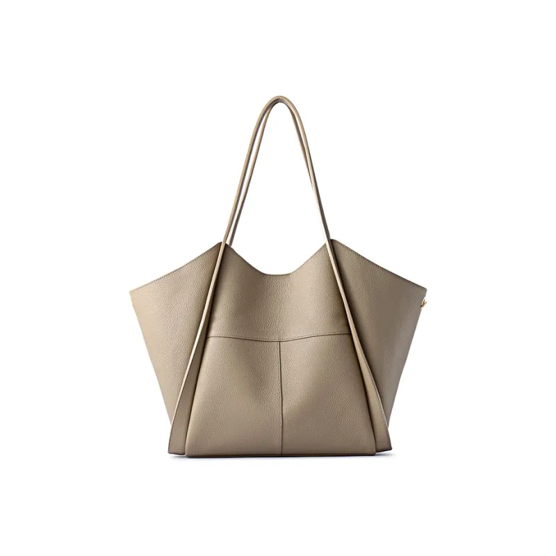FION Genuine Leather Small Basket Tote Bucket Bag Shoulder Bag Women's Multicolor-1