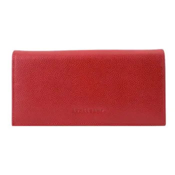 LONGCHAMP Le Foulonné Cow Leather Wallet Women's Red