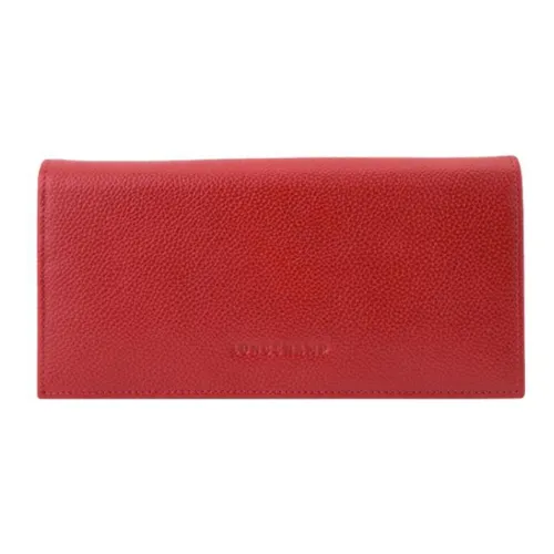 LONGCHAMP Le Foulonné Cow Leather Wallet Women's Red