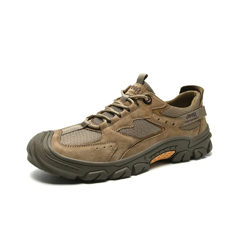 Jeep Cushioned Anti Slip Wear Resistant Waterproof Breathable Lightweight Low Top Casual Shoes Men's Brown-2