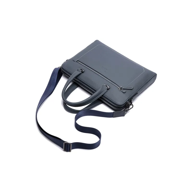 NOMK Top Grain Cow Leather Document Bag Shoulder Bag Crossbody Bag Briefcase Regular Unisex Black/Khaki/Blue-4