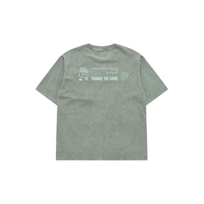 FILA FUSION Trending Street Series T Shirt Men's Army Fleece Green-1