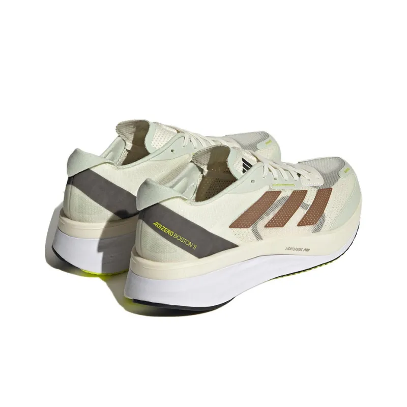 Adidas Adizero Boston 11 Low Top Running Shoes Unisex Beige Cyan-3