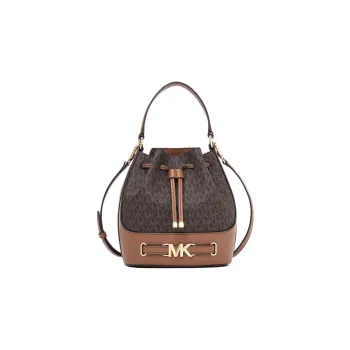 MICHAEL KORS Coated Canvas Bucket Bags Shoulder Bag Crossbody Bag Small Size Women's Brown & Black