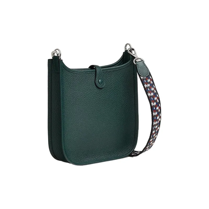 HERMES Evelyne Taurillon Clemence Leather Shoulder Bag, Crossbody Bag Women's Cypress Green-2