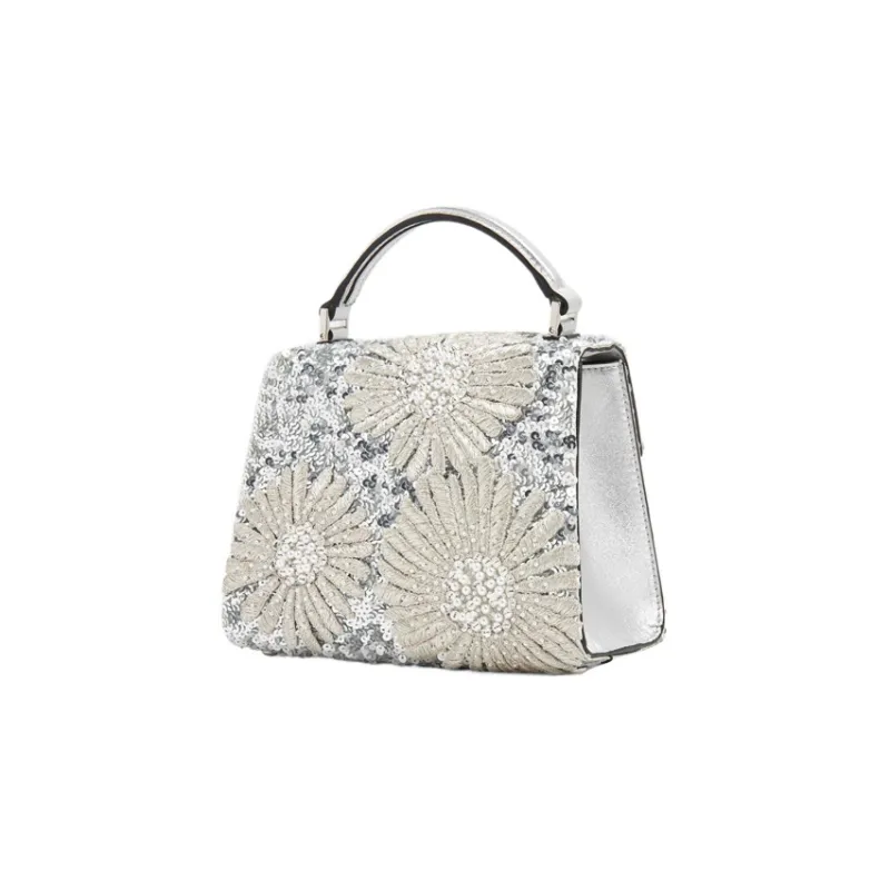 Valentino VSLING Rhinestone Shoulder Bag Crossbody Bag Handbag Mini Women's Silver-1