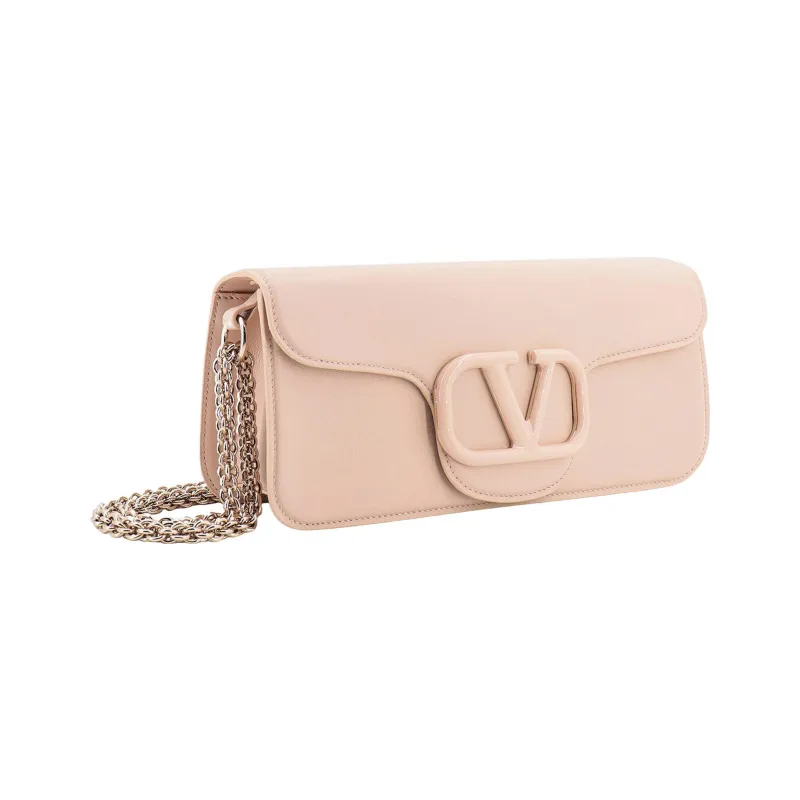 Valentino Locò Calfskin Baguette Bag Handbag Crossbody Bag Shoulder Bag Women's Light Pink-1
