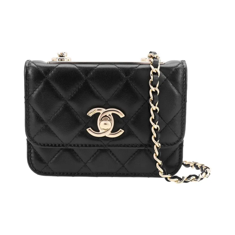 CHANEL Trendy Cc Sheepskin Coin Purse, Shoulder Bag, Crossbody Bag Women's Black-0