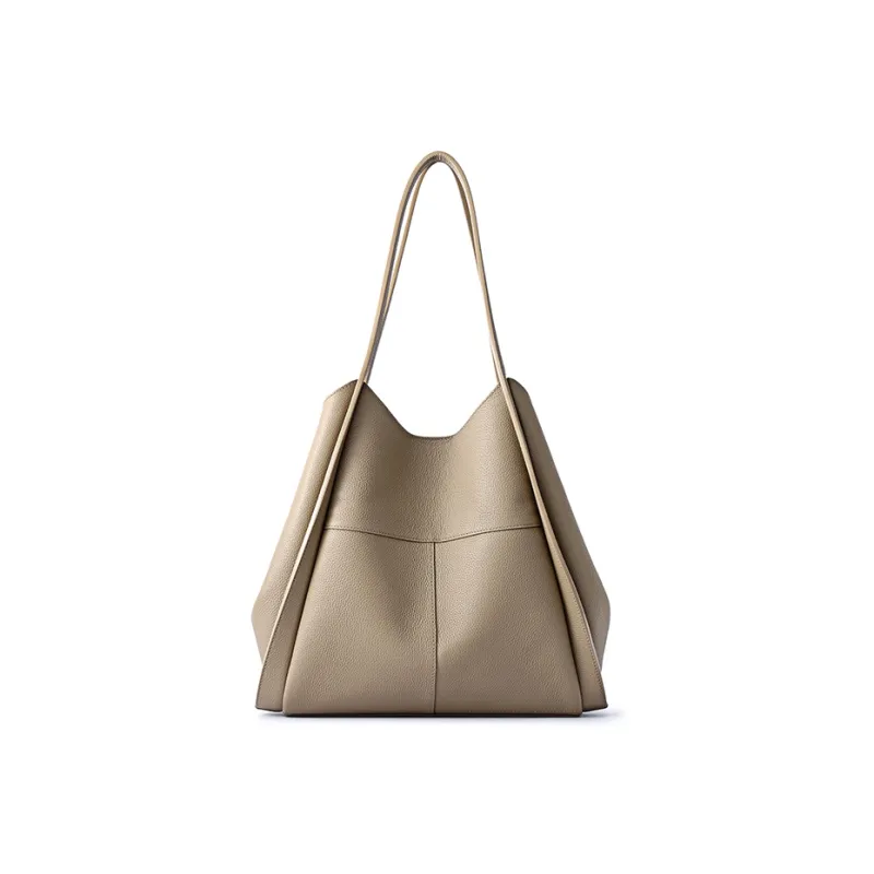 FION Genuine Leather Small Basket Tote Bucket Bag Shoulder Bag Women's Multicolor-2