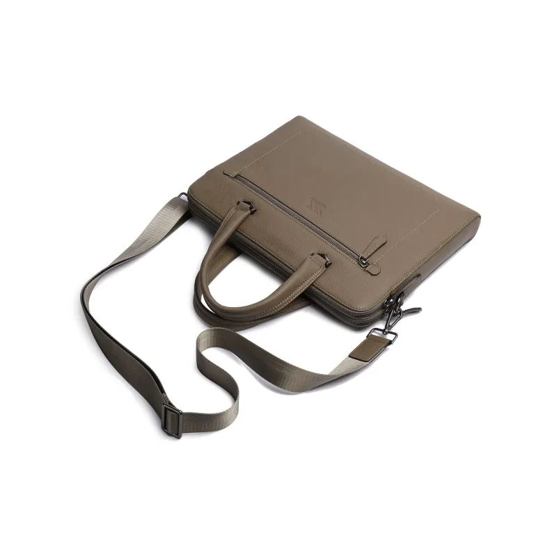 NOMK Top Grain Cow Leather Document Bag Shoulder Bag Crossbody Bag Briefcase Regular Unisex Black/Khaki/Blue-19