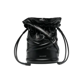 Alexander McQueen Soft Curve Calfskin Bucket Bags Crossbody Bag, Shoulder Bag Women's Black