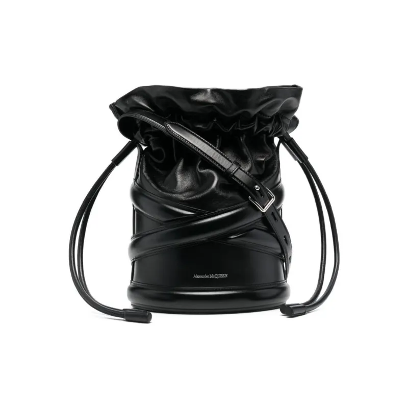 Alexander McQueen Soft Curve Calfskin Bucket Bags Crossbody Bag, Shoulder Bag Women's Black-0