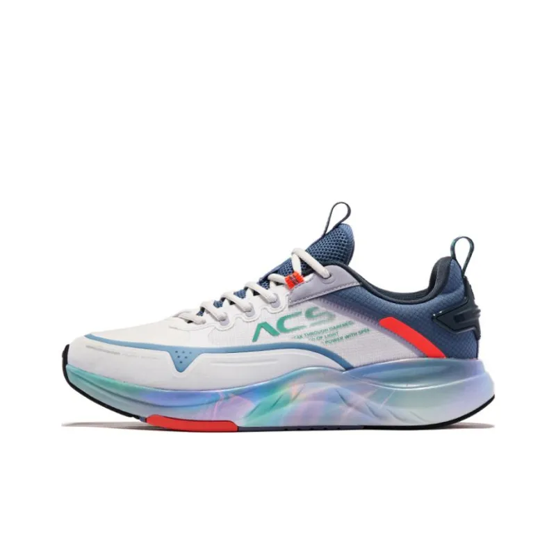 QIAODAN Cushioning, Slip Resistant, And Abrasion Resistant Low Top Running Shoes Men's White Blue Red-0